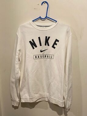 Nike White Crewneck Sweatshirt with Black Logo